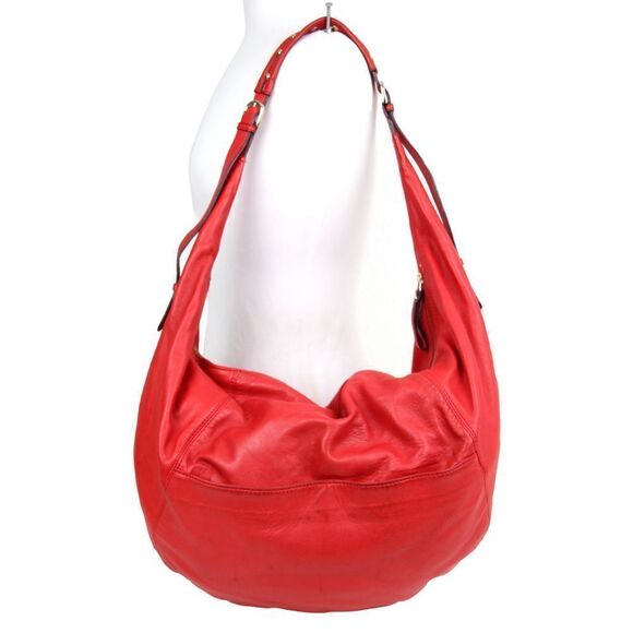 ROOMY HYPE RED GENUINE LEATHER STUDDED HOBO TOTE SHOULDER BAG HANDBAG PURSE - Picture 4 of 13